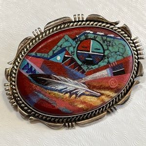 D. Benally Signed Stamped Brooch Sterling